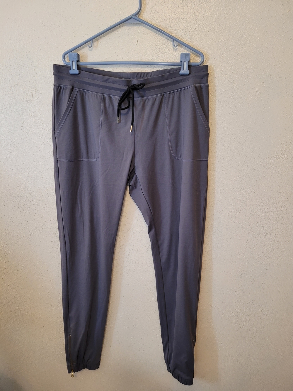 ZYIA Active Peak Zipper Joggers XXL Gray Gold Zip Athletic Pants